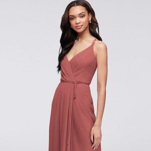 David's Bridal Terracotta Bridesmaid Wrap Dress